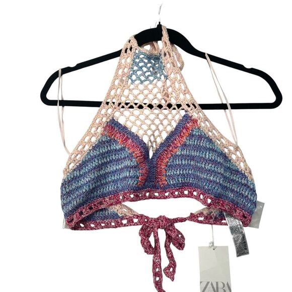 NEW! Nwt Large Zara Crochet Halter Top festival top - Picture 2 of 10